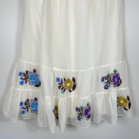 Tibi New York Strapless Mini Dress Women's Size 8 Ivory Silk Cotton Embroidered - Picture 5 of 14